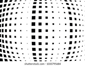Abstract halftone wave dotted background. Halftone  grunge pattern with square.  Vector halftone modern pop art twisted texture for poster, cover, business card, postcard, art label layout, sticker.