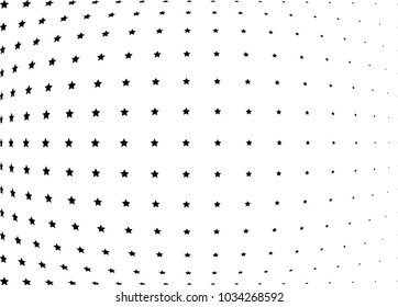 Abstract halftone wave dotted background. Halftone twisted grunge pattern, star.  Vector modern optical halftone pop art texture poster, postcard, grunge cover, label, vintage sticker mock-up layout