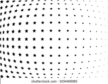 Abstract halftone wave dotted background. Halftone twisted grunge pattern, star.  Vector modern optical halftone pop art texture poster, postcard, grunge cover, label, vintage sticker mock-up layout