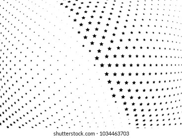 Abstract halftone wave dotted background. Halftone twisted grunge pattern, star.  Vector modern optical halftone pop art texture poster, postcard, grunge cover, label, vintage sticker mock-up layout