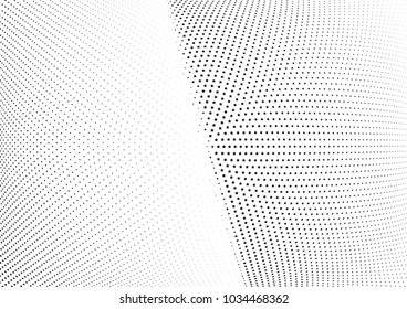 Abstract halftone wave dotted background. Halftone twisted grunge pattern, star.  Vector modern optical halftone pop art texture poster, postcard, grunge cover, label, vintage sticker mock-up layout