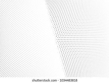Abstract halftone wave dotted background. Halftone twisted grunge pattern, star.  Vector modern optical halftone pop art texture poster, postcard, grunge cover, label, vintage sticker mock-up layout