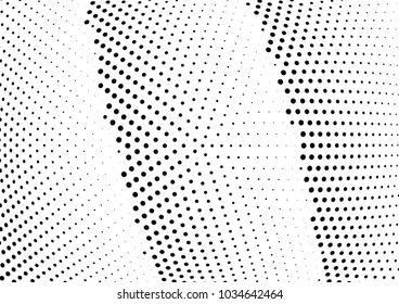 Abstract halftone wave dotted background. Halftone twisted grunge pattern, dot, circle.  Vector modern optical halftone pop art texture for poster, business card, cover, label mock-up, sticker layout