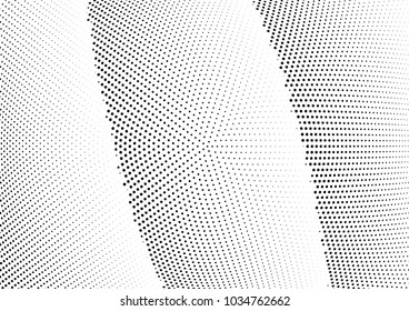 Abstract halftone wave dotted background. Halftone twisted grunge pattern, dot, circle.  Vector modern optical halftone pop art texture for poster, business card, cover, label mock-up, sticker layout