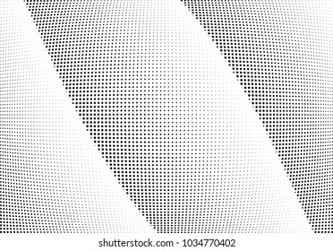 Abstract halftone wave dotted background. Halftone twisted grunge pattern, dot, circle.  Vector modern optical halftone pop art texture for poster, business card, cover, label mock-up, sticker layout