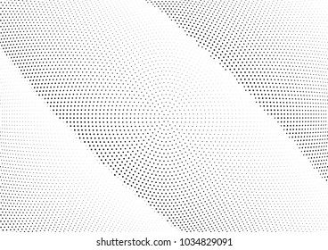 Abstract halftone wave dotted background. Halftone twisted grunge pattern, dot, circle.  Vector modern optical halftone pop art texture for poster, business card, cover, label mock-up, sticker layout