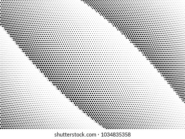Abstract halftone wave dotted background. Halftone twisted grunge pattern, dot, circle.  Vector modern optical halftone pop art texture for poster, business card, cover, label mock-up, sticker layout