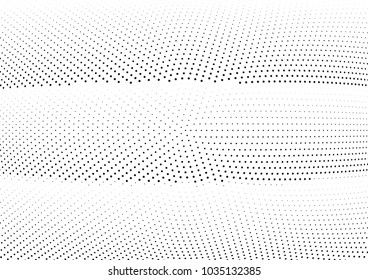 Abstract halftone wave dotted background. Halftone twisted grunge pattern, dot, circle.  Vector modern optical halftone pop art texture for poster, business card, cover, label mock-up, sticker layout