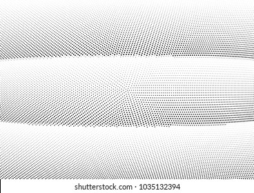 Abstract halftone wave dotted background. Halftone twisted grunge pattern, dot, circle.  Vector modern optical halftone pop art texture for poster, business card, cover, label mock-up, sticker layout