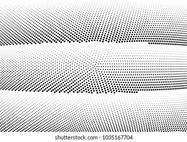 Abstract halftone wave dotted background. Halftone twisted grunge pattern, dot, circle.  Vector modern optical halftone pop art texture for poster, business card, cover, label mock-up, sticker layout