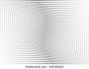 Abstract halftone wave dotted background. Halftone twisted grunge pattern, dot, circle.  Vector modern optical halftone pop art texture for poster, business card, cover, label mock-up, sticker layout