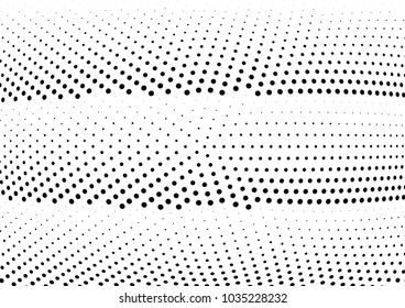 Abstract halftone wave dotted background. Halftone twisted grunge pattern, dot, circle.  Vector modern optical halftone pop art texture for poster, business card, cover, label mock-up, sticker layout