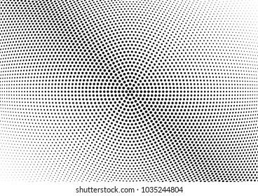 Abstract halftone wave dotted background. Halftone twisted grunge pattern, dot, circle.  Vector modern optical halftone pop art texture for poster, business card, cover, label mock-up, sticker layout