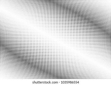 Abstract halftone wave dotted background. Halftone twisted grunge pattern, dot, circle.  Vector modern optical halftone pop art texture for poster, business card, cover, label mock-up, sticker layout