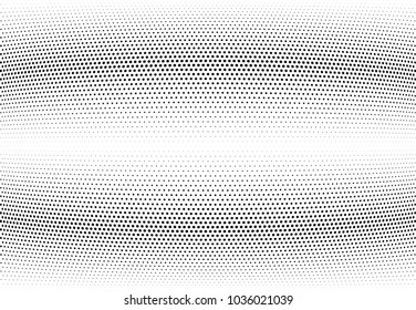 Abstract halftone wave dotted background. Halftone twisted grunge pattern, dot, circle.  Vector modern optical halftone pop art texture for poster, business card, cover, label mock-up, sticker layout