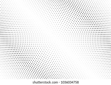 Abstract halftone wave dotted background. Halftone twisted grunge pattern, dot, circle.  Vector modern optical halftone pop art texture for poster, business card, cover, label mock-up, sticker layout