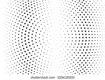 Abstract halftone wave dotted background. Halftone twisted grunge pattern, dot, circle.  Vector modern optical halftone pop art texture for poster, business card, cover, label mock-up, sticker layout