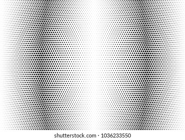 Abstract halftone wave dotted background. Halftone twisted grunge pattern, dot, circle.  Vector modern optical halftone pop art texture for poster, business card, cover, label mock-up, sticker layout