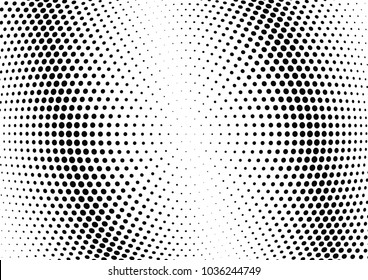 Abstract halftone wave dotted background. Halftone twisted grunge pattern, dot, circle.  Vector modern optical halftone pop art texture for poster, business card, cover, label mock-up, sticker layout