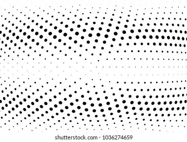 Abstract halftone wave dotted background. Halftone twisted grunge pattern, dot, circle.  Vector modern optical halftone pop art texture for poster, business card, cover, label mock-up, sticker layout