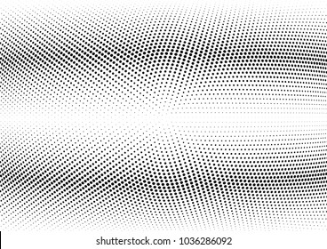 Abstract halftone wave dotted background. Halftone twisted grunge pattern, dot, circle.  Vector modern optical halftone pop art texture for poster, business card, cover, label mock-up, sticker layout