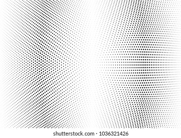 Abstract halftone wave dotted background. Halftone twisted grunge pattern, dot, circle.  Vector modern optical halftone pop art texture for poster, business card, cover, label mock-up, sticker layout