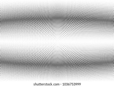 Abstract halftone wave dotted background. Halftone twisted grunge pattern, dot, circle.  Vector modern optical halftone pop art texture for poster, business card, cover, label mock-up, sticker layout