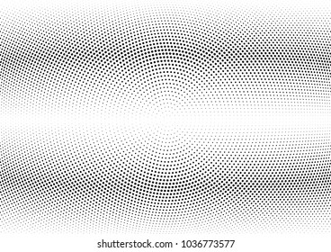 Abstract halftone wave dotted background. Halftone twisted grunge pattern, dot, circle.  Vector modern optical halftone pop art texture for poster, business card, cover, label mock-up, sticker layout