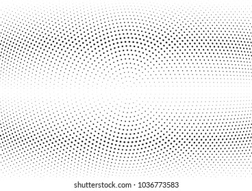 Abstract halftone wave dotted background. Halftone twisted grunge pattern, dot, circle.  Vector modern optical halftone pop art texture for poster, business card, cover, label mock-up, sticker layout