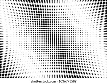 Abstract halftone wave dotted background. Halftone twisted grunge pattern, dot, circle.  Vector modern optical halftone pop art texture for poster, business card, cover, label mock-up, sticker layout