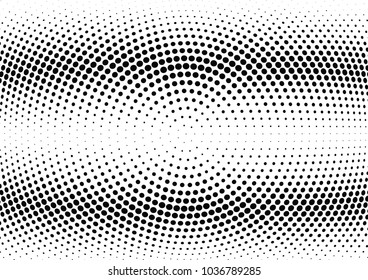 Abstract halftone wave dotted background. Halftone twisted grunge pattern, dot, circle.  Vector modern optical halftone pop art texture for poster, business card, cover, label mock-up, sticker layout