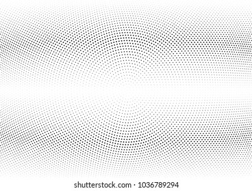 Abstract halftone wave dotted background. Halftone twisted grunge pattern, dot, circle.  Vector modern optical halftone pop art texture for poster, business card, cover, label mock-up, sticker layout