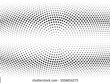 Abstract halftone wave dotted background. Halftone twisted grunge pattern, dot, circle.  Vector modern optical halftone pop art texture for poster, business card, cover, label mock-up, sticker layout