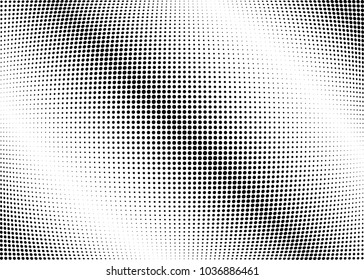 Abstract halftone wave dotted background. Halftone twisted grunge pattern, dot, circle.  Vector modern optical halftone pop art texture for poster, business card, cover, label mock-up, sticker layout