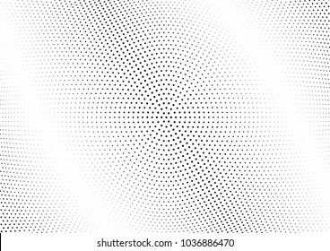 Abstract halftone wave dotted background. Halftone twisted grunge pattern, dot, circle.  Vector modern optical halftone pop art texture for poster, business card, cover, label mock-up, sticker layout