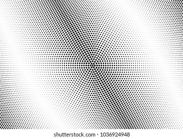 Abstract halftone wave dotted background. Halftone twisted grunge pattern, dot, circle.  Vector modern optical halftone pop art texture for poster, business card, cover, label mock-up, sticker layout