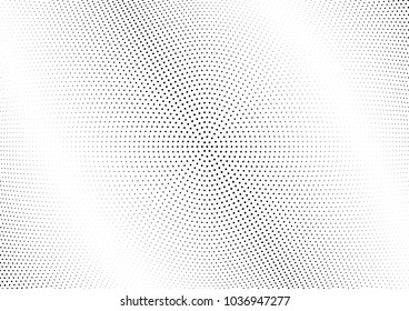 Abstract halftone wave dotted background. Halftone twisted grunge pattern, dot, circle.  Vector modern optical halftone pop art texture for poster, business card, cover, label mock-up, sticker layout