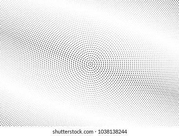 Abstract halftone wave dotted background. Halftone twisted grunge pattern, dot, circle.  Vector modern optical halftone pop art texture for poster, business card, cover, label mock-up, sticker layout