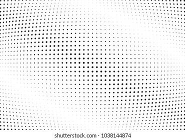 Abstract halftone wave dotted background. Halftone twisted grunge pattern, dot, circle.  Vector modern optical halftone pop art texture for poster, business card, cover, label mock-up, sticker layout