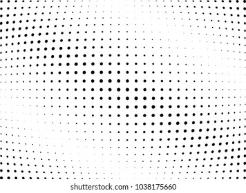 Abstract halftone wave dotted background. Halftone twisted grunge pattern, dot, circle.  Vector modern optical halftone pop art texture for poster, business card, cover, label mock-up, sticker layout