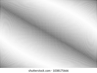 Abstract halftone wave dotted background. Halftone twisted grunge pattern, dot, circle.  Vector modern optical halftone pop art texture for poster, business card, cover, label mock-up, sticker layout