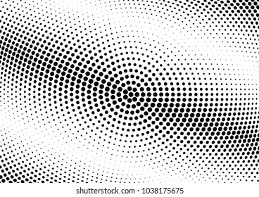 Abstract halftone wave dotted background. Halftone twisted grunge pattern, dot, circle.  Vector modern optical halftone pop art texture for poster, business card, cover, label mock-up, sticker layout