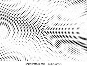 Abstract halftone wave dotted background. Halftone twisted grunge pattern, dot, circle.  Vector modern optical halftone pop art texture for poster, business card, cover, label mock-up, sticker layout