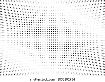Abstract halftone wave dotted background. Halftone twisted grunge pattern, dot, circle.  Vector modern optical halftone pop art texture for poster, business card, cover, label mock-up, sticker layout
