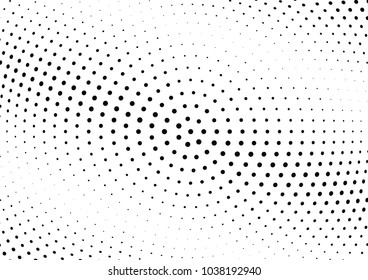Abstract halftone wave dotted background. Halftone twisted grunge pattern, dot, circle.  Vector modern optical halftone pop art texture for poster, business card, cover, label mock-up, sticker layout