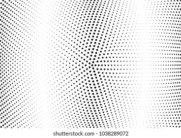 Abstract halftone wave dotted background. Halftone twisted grunge pattern, dot, circle.  Vector modern optical halftone pop art texture for poster, business card, cover, label mock-up, sticker layout