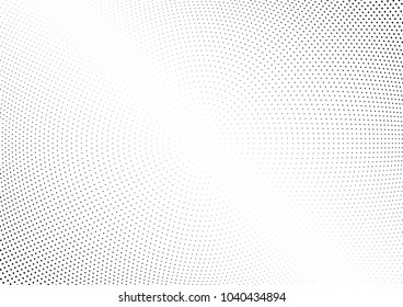 Abstract halftone wave dotted background. Halftone twisted grunge pattern, dot, circle.  Vector modern optical halftone pop art texture for poster, business card, cover, label mock-up, sticker layout
