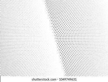 Abstract halftone wave dotted background. Halftone twisted grunge pattern, dot, circle.  Vector modern optical halftone pop art texture for poster, business card, cover, label mock-up, sticker layout