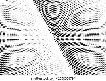 Abstract halftone wave dotted background. Halftone twisted grunge pattern, dot, circle.  Vector modern optical halftone pop art texture for poster, business card, cover, label mock-up, sticker layout