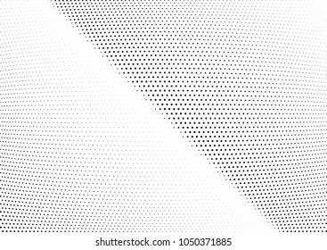 Abstract halftone wave dotted background. Halftone twisted grunge pattern, dot, circle.  Vector modern optical halftone pop art texture for poster, business card, cover, label mock-up, sticker layout